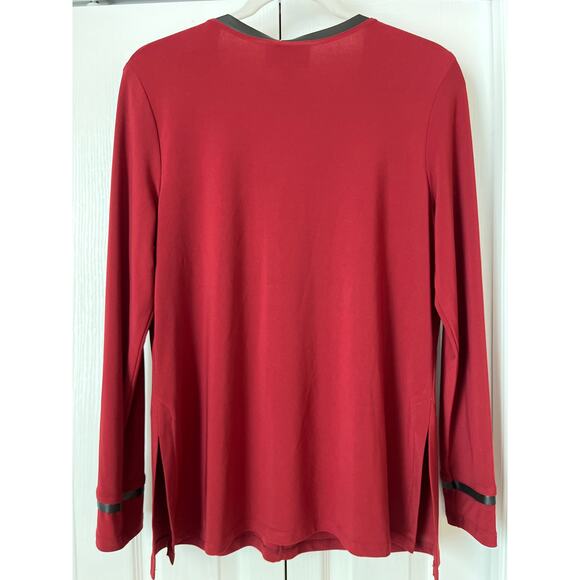 JOSEPH RIBKOFF NWT Leather Trim V Neck Tunic Blouse Sz 10 - Picture 8 of 10